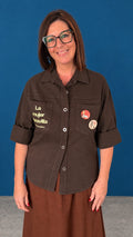 Sobrecamisa La Mujer Maravilla marrón chocolate, talla única